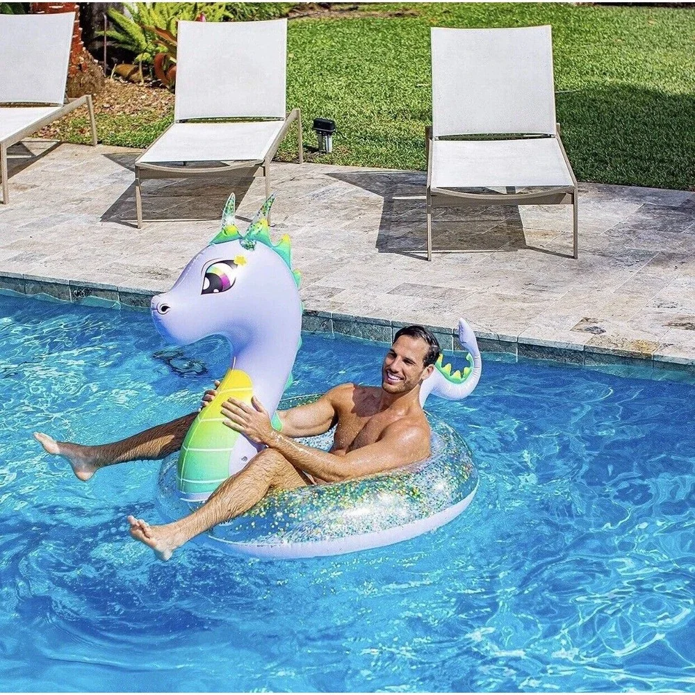 Pool Candy Glitter Dragon Large Pool Tube 40" Diameter New Summer Pool Floatie - Picture 6 of 7